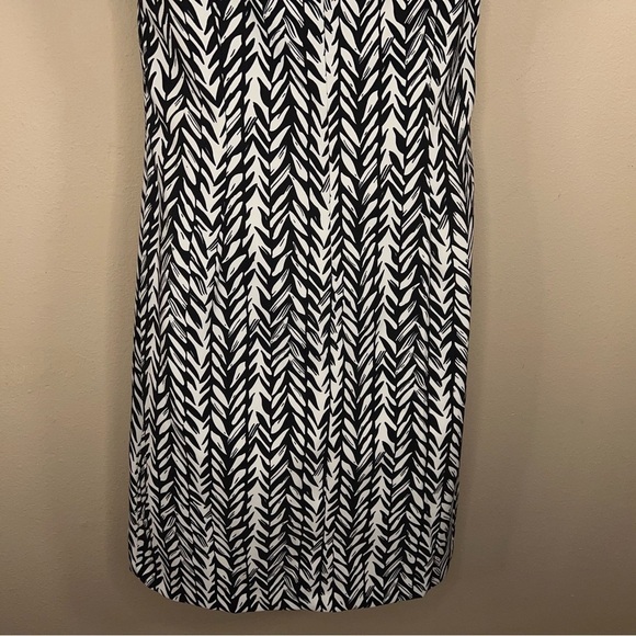 SIZE 10 RONNI NICOLE BLACK WHITE SHEATH DRESS HERRINGBONE PRINT  SLEEVELESS - Picture 8 of 12